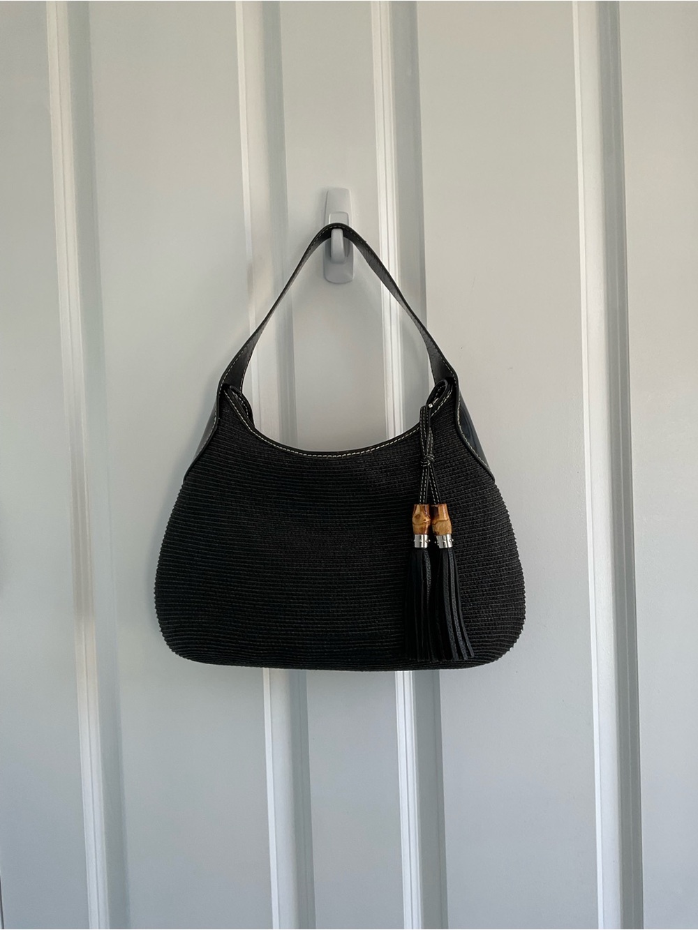 Vintage Talbots Classic Black Hobo Shoulder Bag — Sleek Everyday Carry
